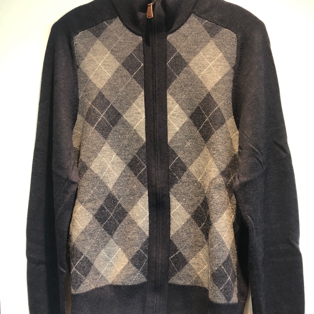 Banana Republic Navy and Grey Cardigan Zip Sweater